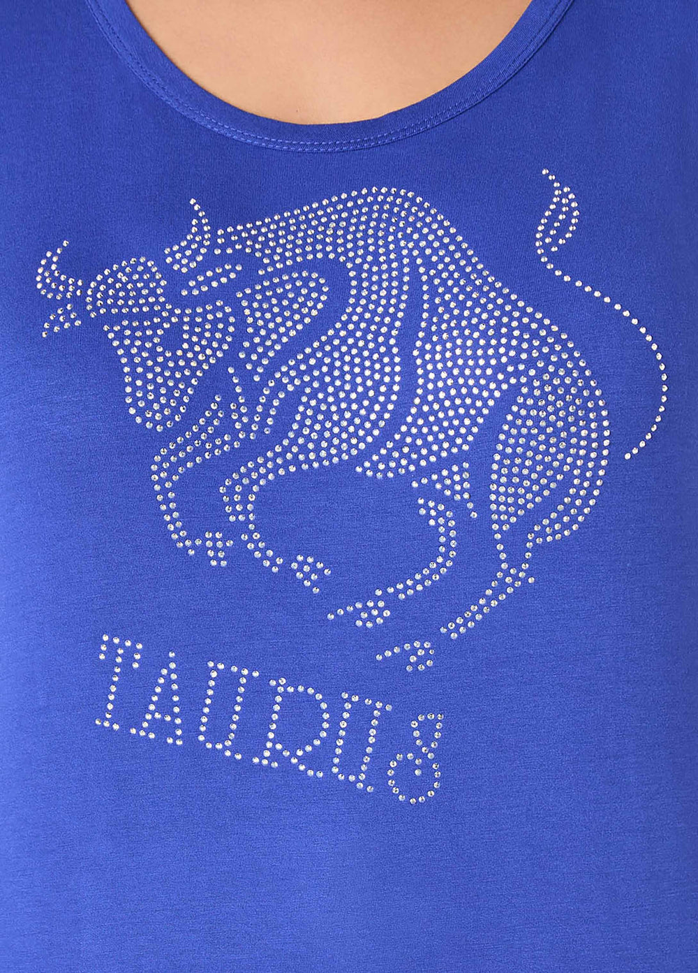Taurus Crystal Tee Royal Blue | Ashley Stewart