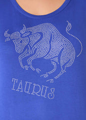 Taurus Crystal Tee Royal Blue | Ashley Stewart