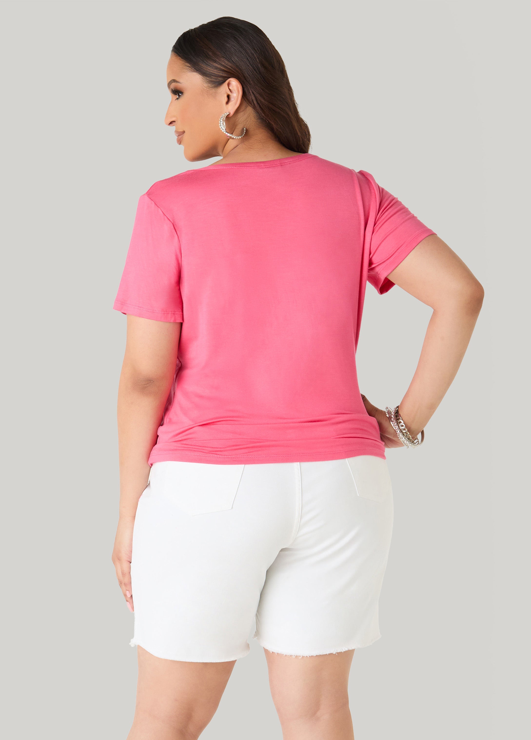 Highly Favored Crystal Tee Coral | Ashley Stewart