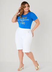 Gemini Vibes Metallic Graphic Tee Victoria Blue | Ashley Stewart