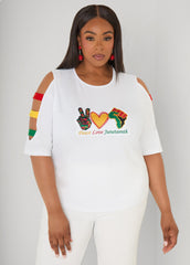 Juneteenth Crystal Cutout Tee White | Ashley Stewart