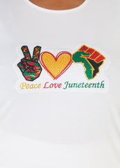 Juneteenth Crystal Cutout Tee White | Ashley Stewart