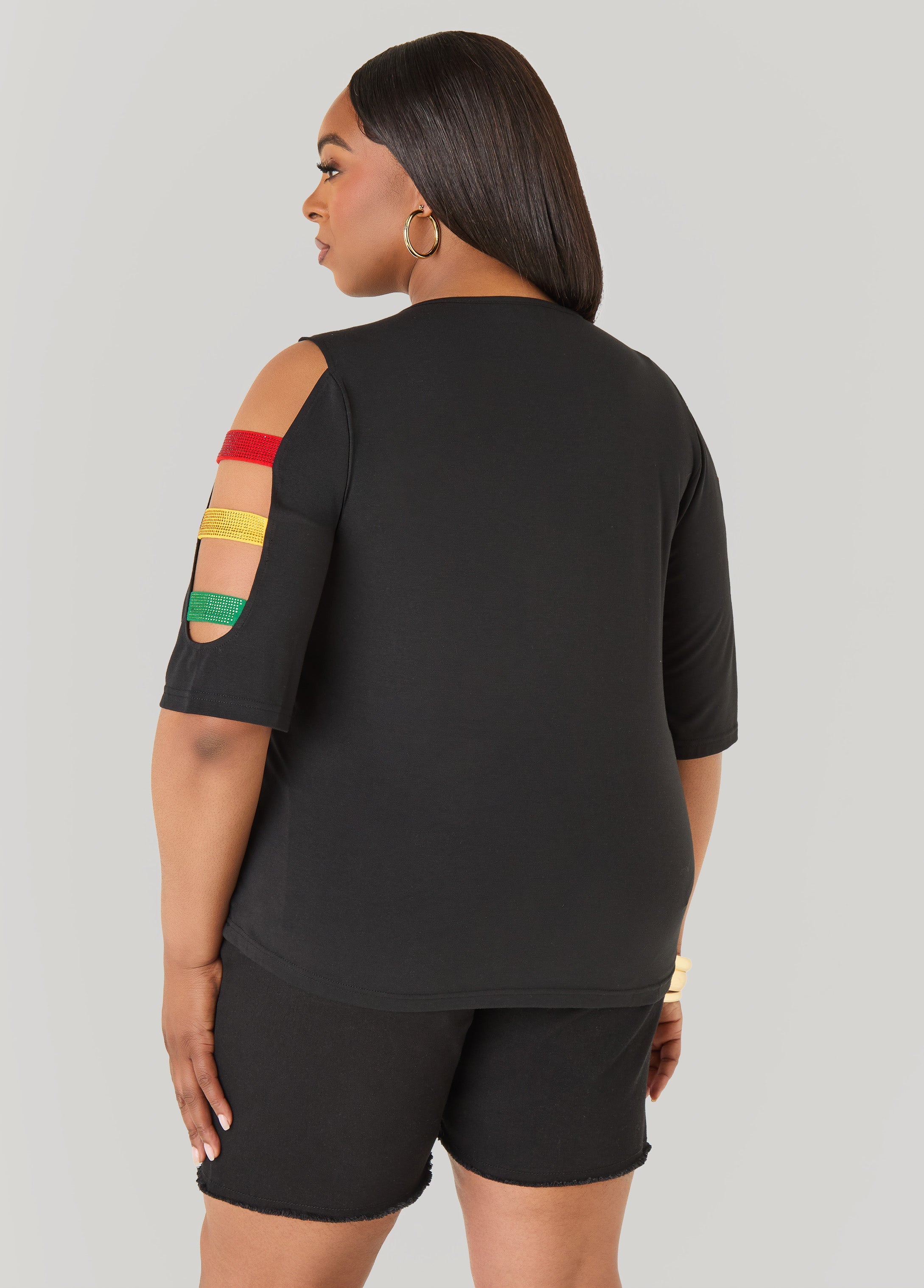 Its In My DNA Cutout Graphic Tee Black | Ashley Stewart