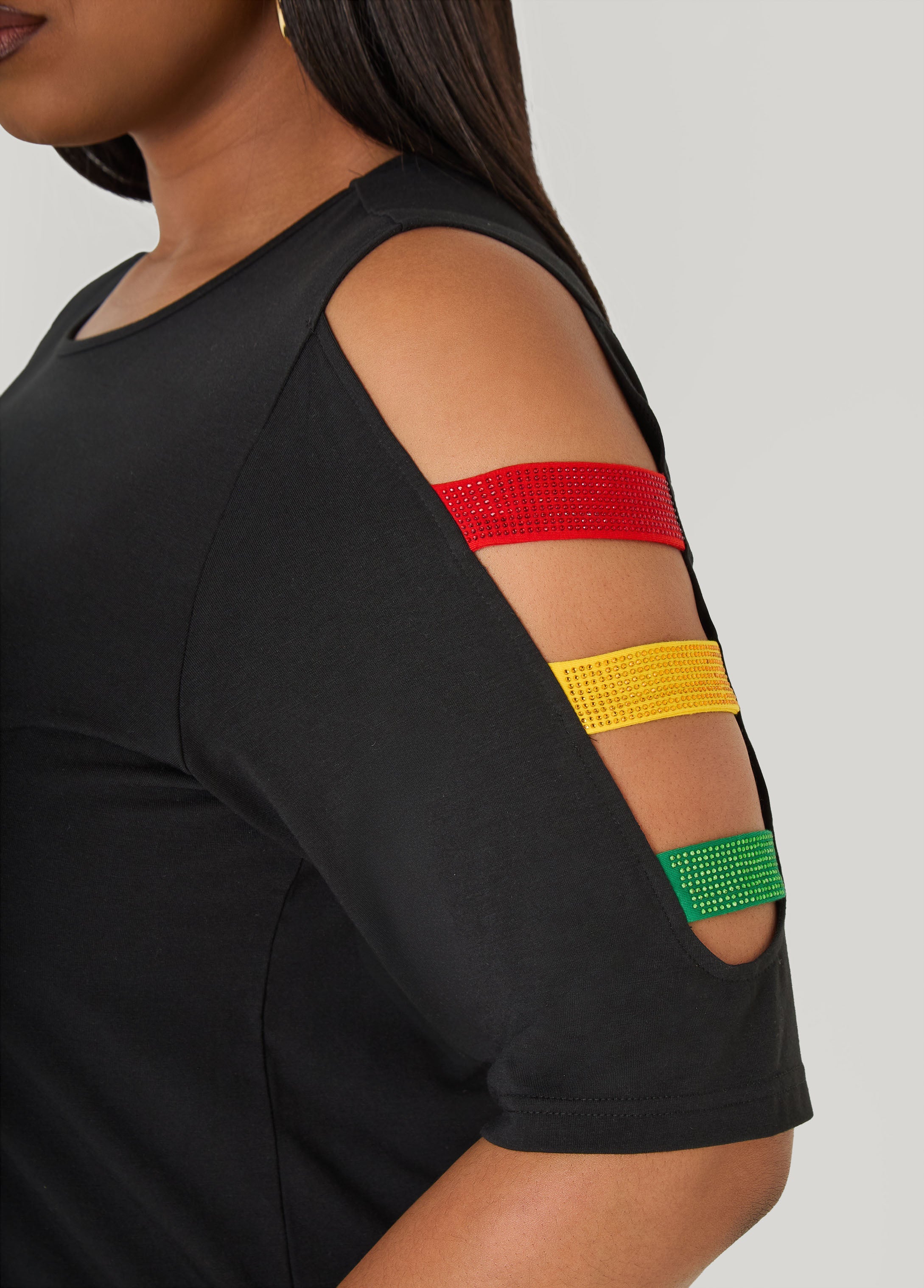 Its In My DNA Cutout Graphic Tee Black | Ashley Stewart