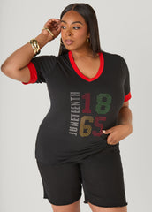 Juneteenth 1865 Crystal Tee Black | Ashley Stewart