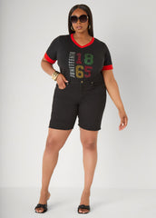 Juneteenth 1865 Crystal Tee Black | Ashley Stewart