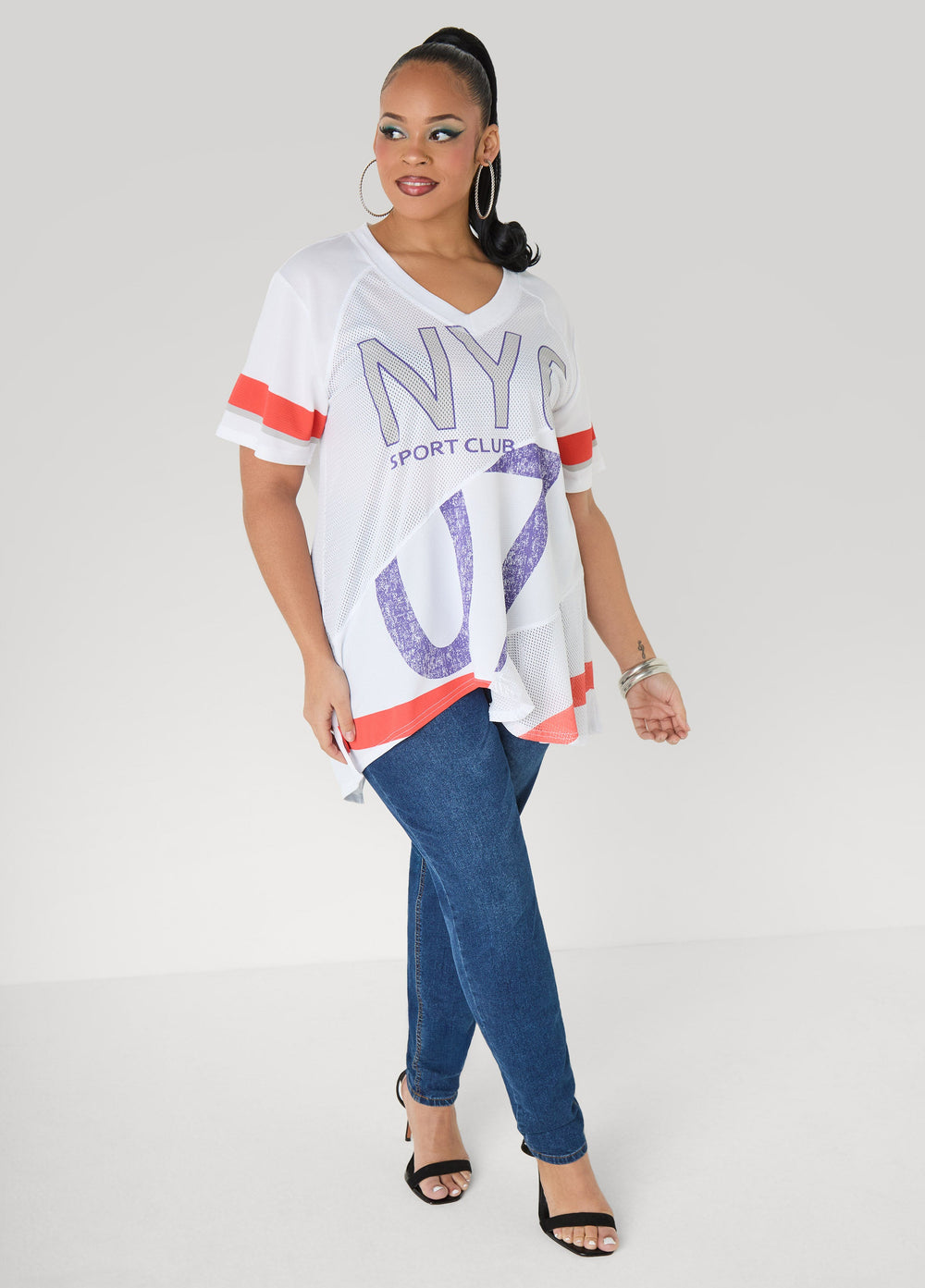 NYC Patchwork Jersey Orange | Ashley Stewart