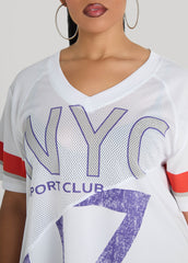 NYC Patchwork Jersey Orange | Ashley Stewart