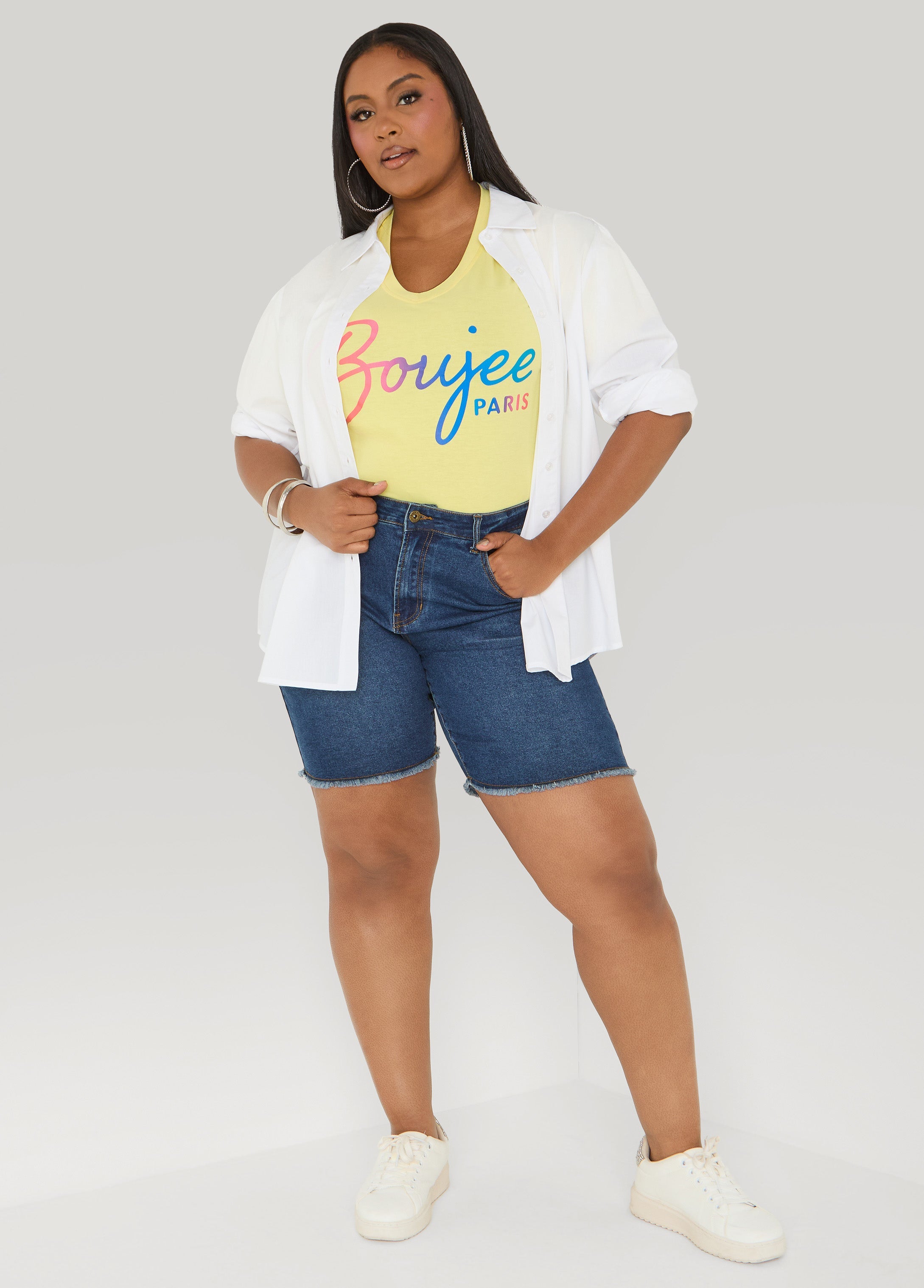 Boujee Paris Graphic Tee Canary Yellow | Ashley Stewart