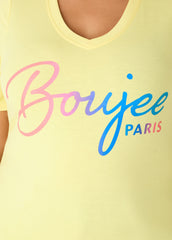 Boujee Paris Graphic Tee Canary Yellow | Ashley Stewart