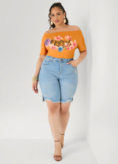 Queen Off The Shoulder Tee Desert Sun | Ashley Stewart