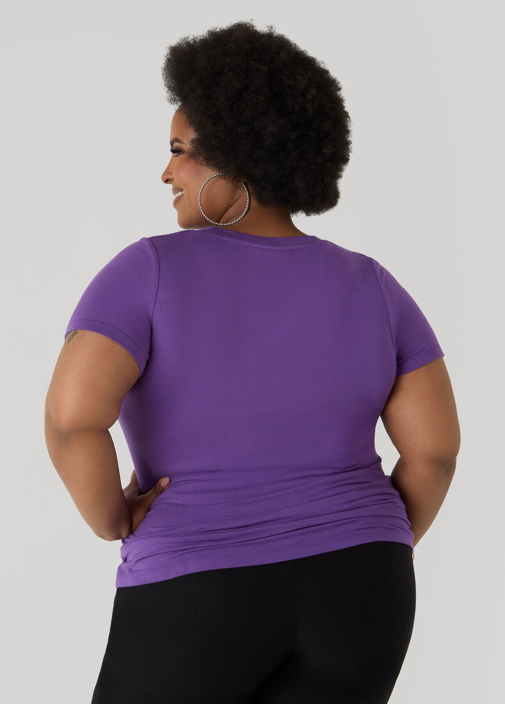 Powerful Glittered Graphic Tee Pansy | Ashley Stewart