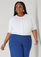 Cropped Knit Cardigan White | Ashley Stewart