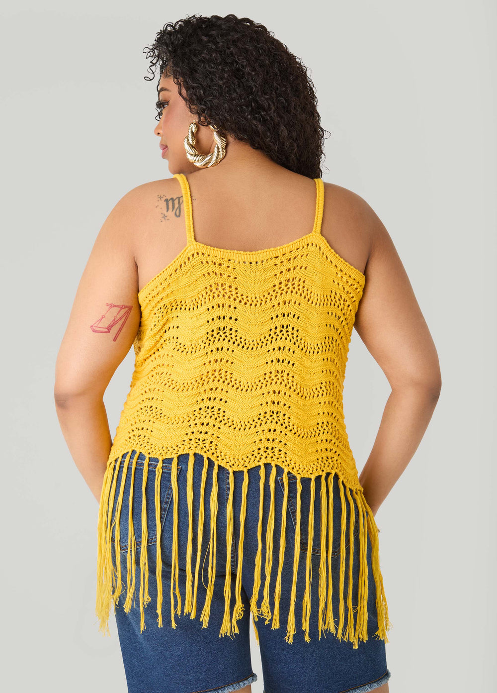 Beaded Crochet Top Spectra Yellow | Ashley Stewart