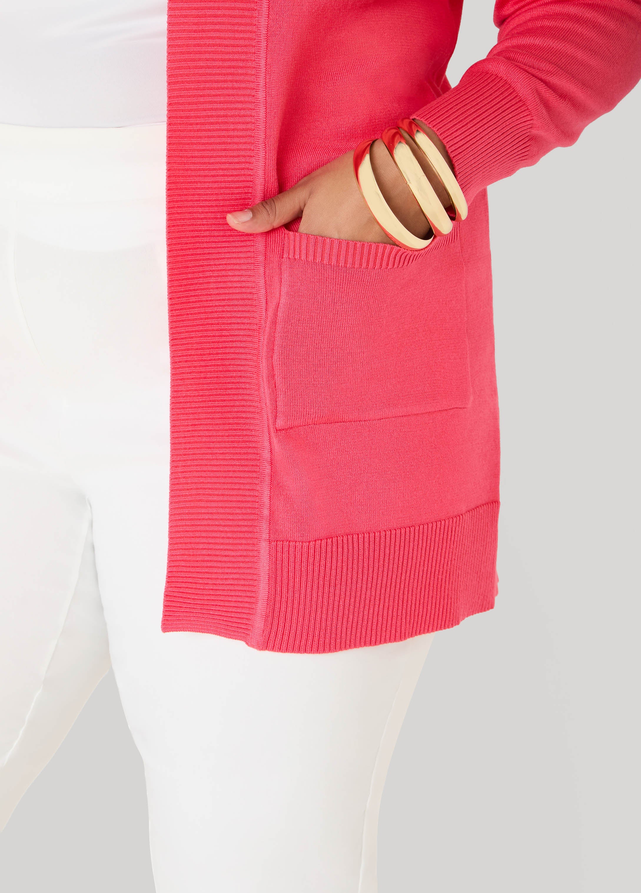 Open Front Cardigan Calypso Coral | Ashley Stewart