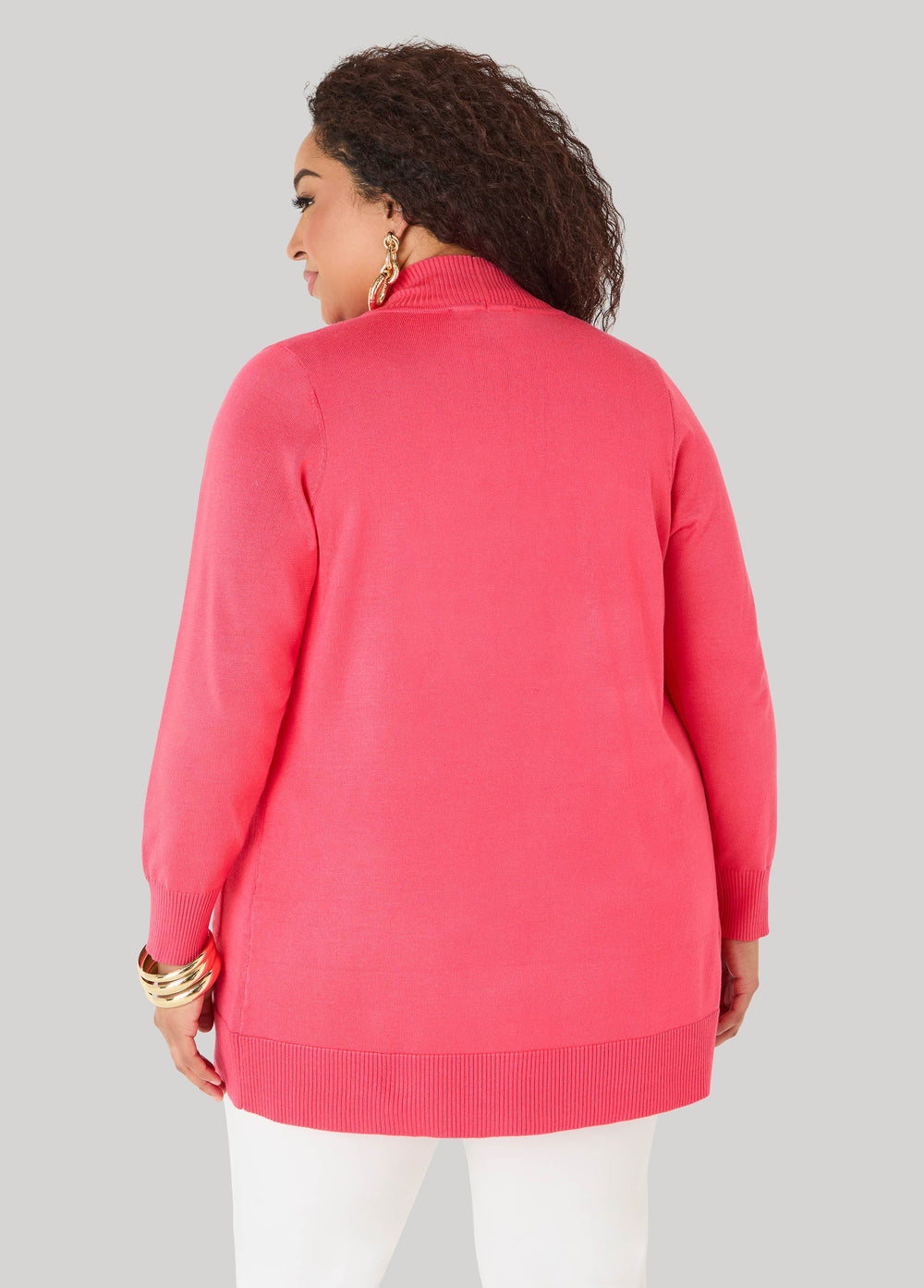 Open Front Cardigan Calypso Coral | Ashley Stewart