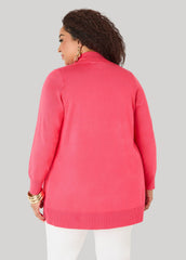Open Front Cardigan Calypso Coral | Ashley Stewart