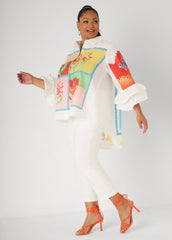 Ruffled Amore Hi Low Shirt Multi | Ashley Stewart