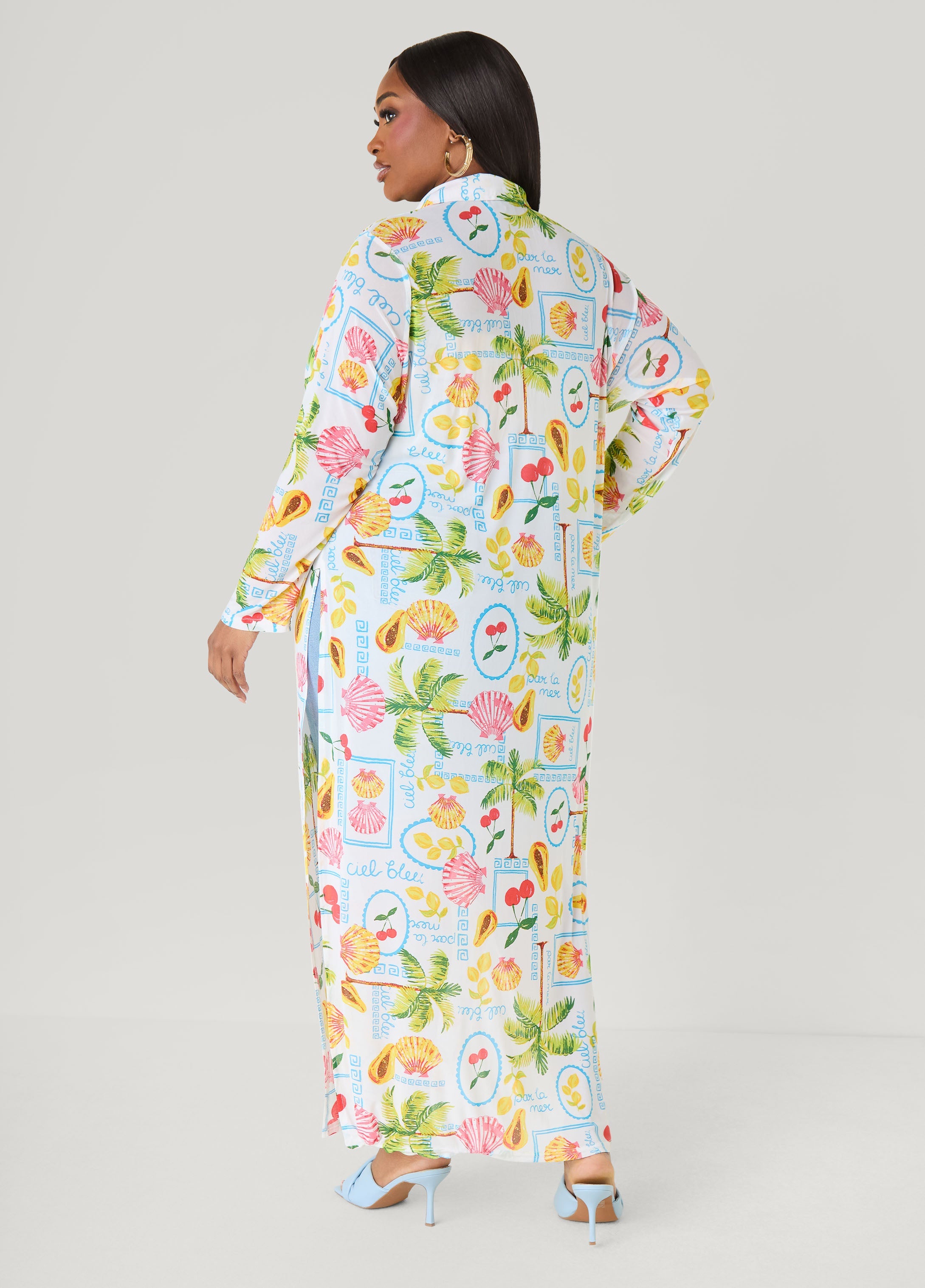 Summer Print Mesh Duster Multi | Ashley Stewart