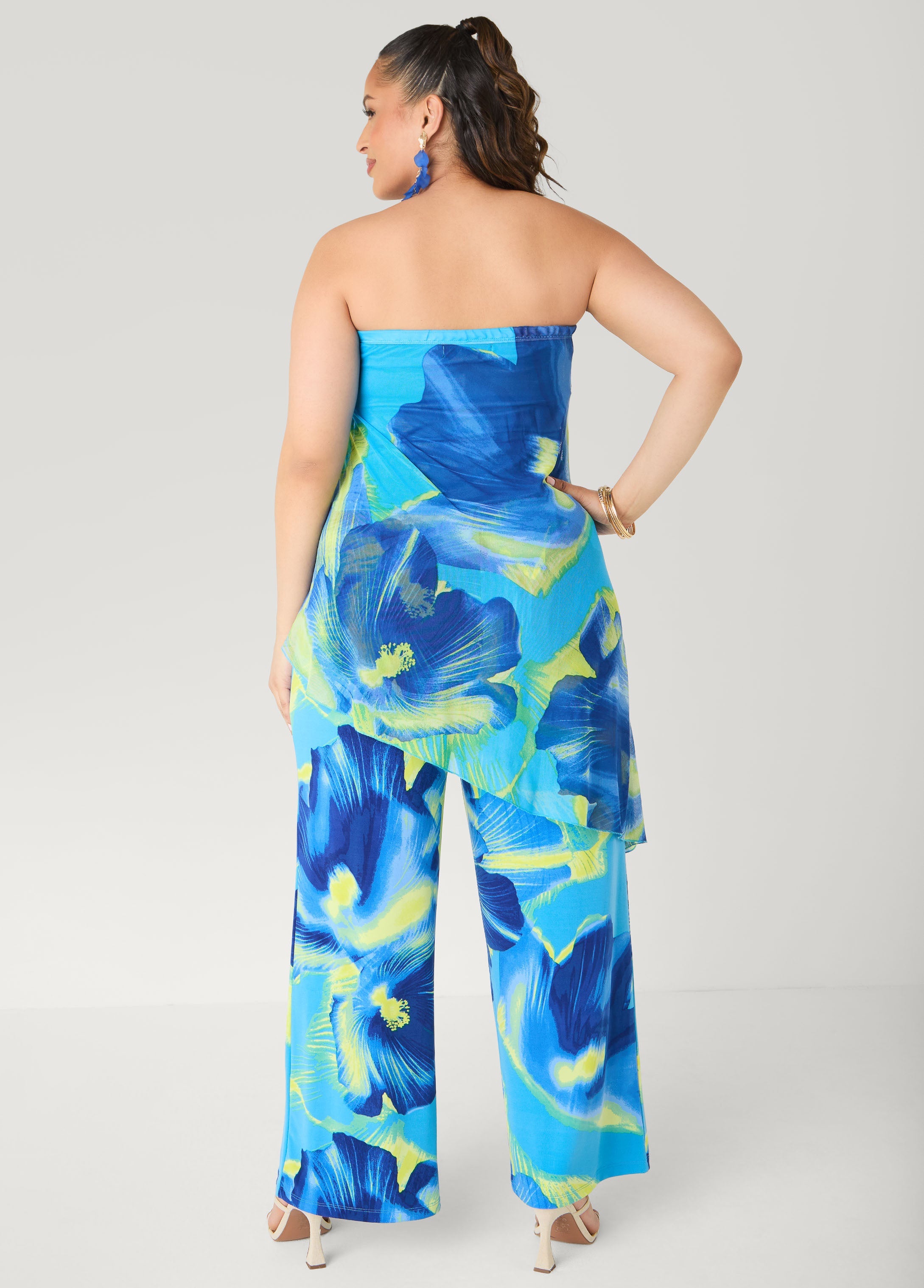 Tropical Asymmetric Mesh Tube Top Multi | Ashley Stewart