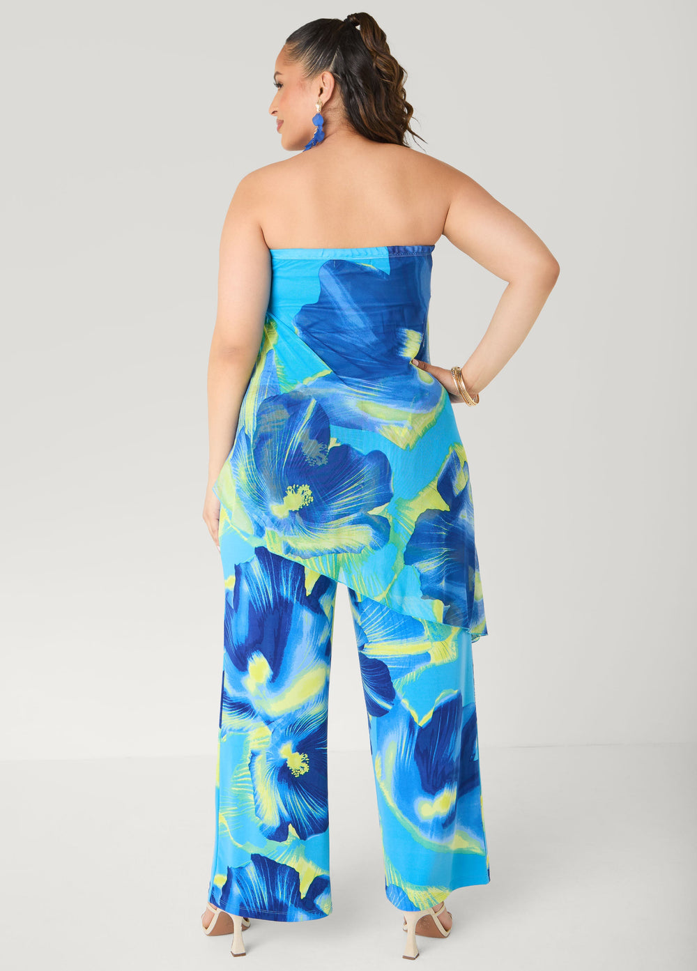 Tropical Asymmetric Mesh Tube Top Multi | Ashley Stewart