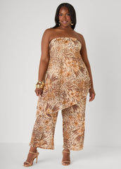 Animal Print Mesh Tube Top Brown Animal | Ashley Stewart