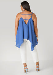 Crepe Handkerchief Tank Denim | Ashley Stewart
