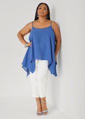 Crepe Handkerchief Tank Denim | Ashley Stewart