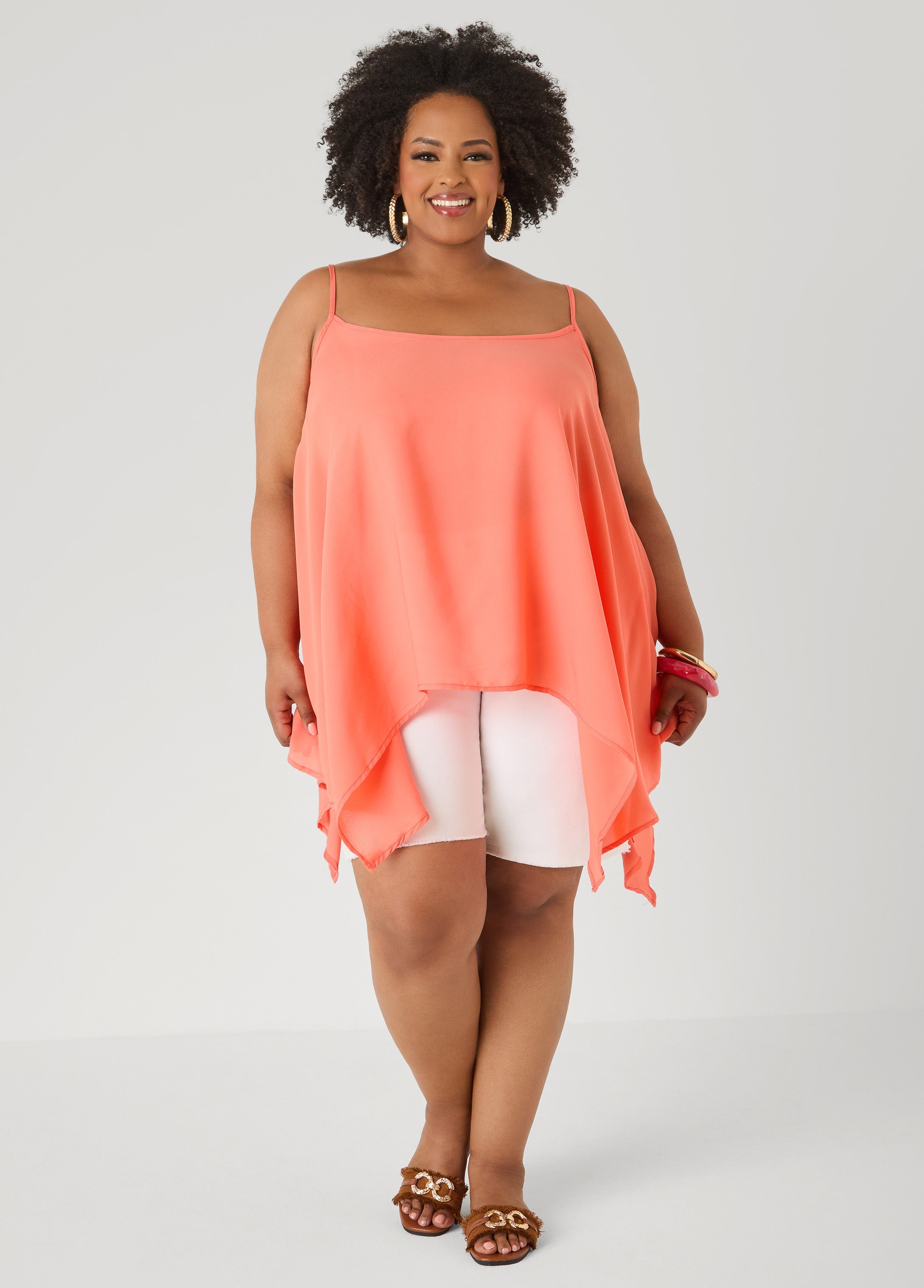 Crepe Handkerchief Tank Denim | Ashley Stewart