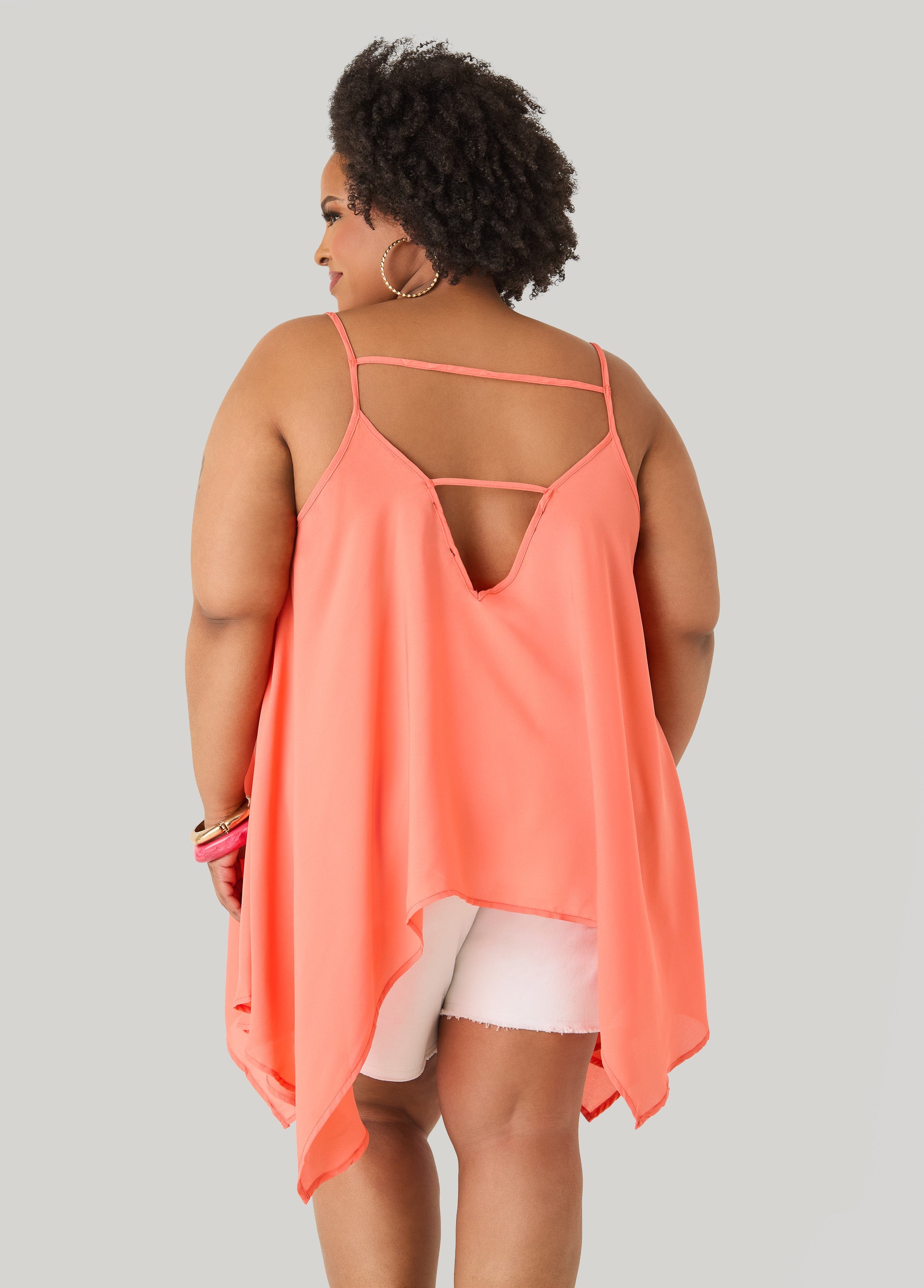 Crepe Handkerchief Tank Denim | Ashley Stewart