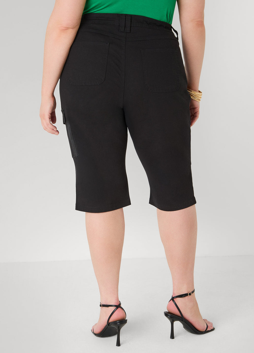 Grommet Denim Capris Denim Blue | Ashley Stewart