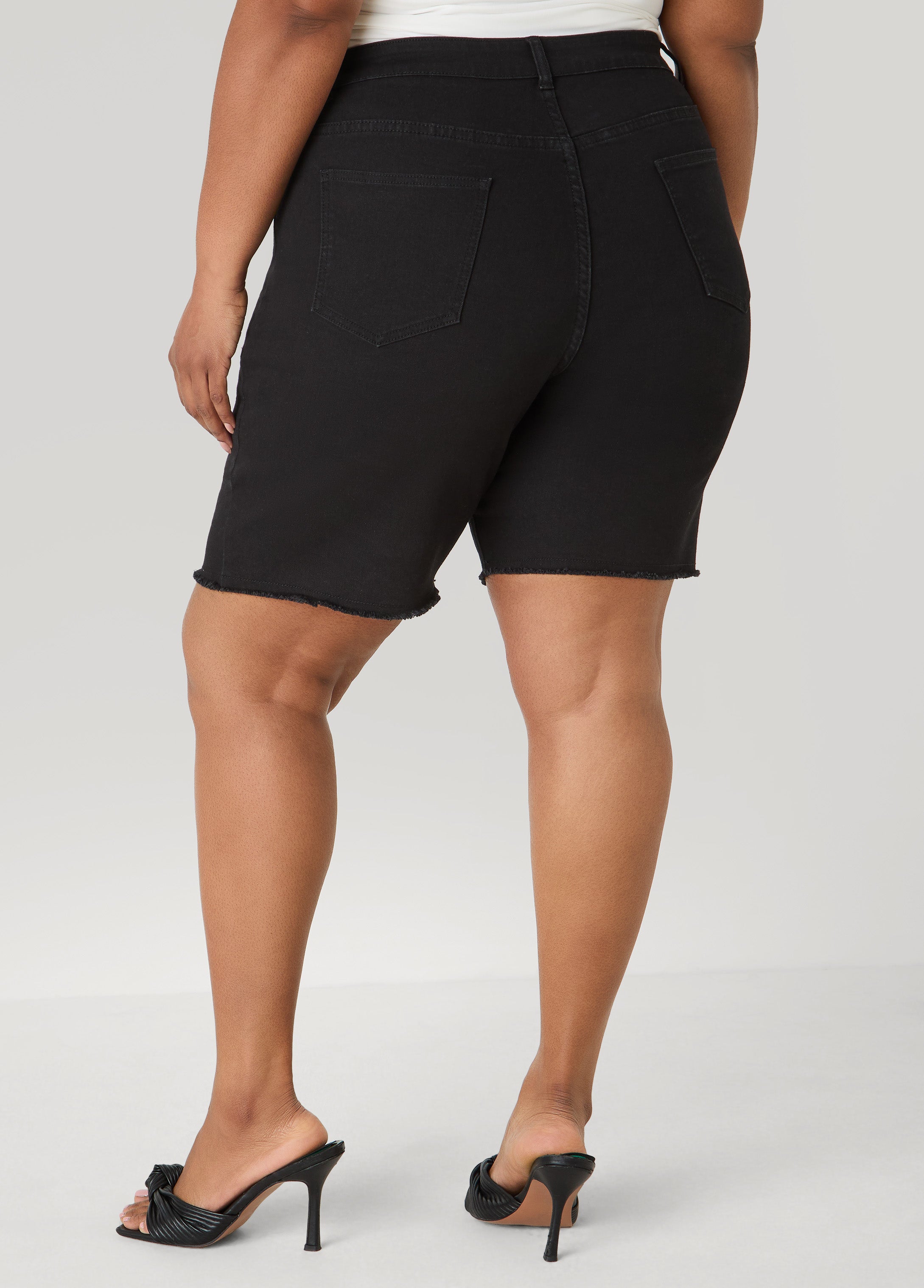 Fearless Distressed High Waist Denim Shorts Indigo | Ashley Stewart
