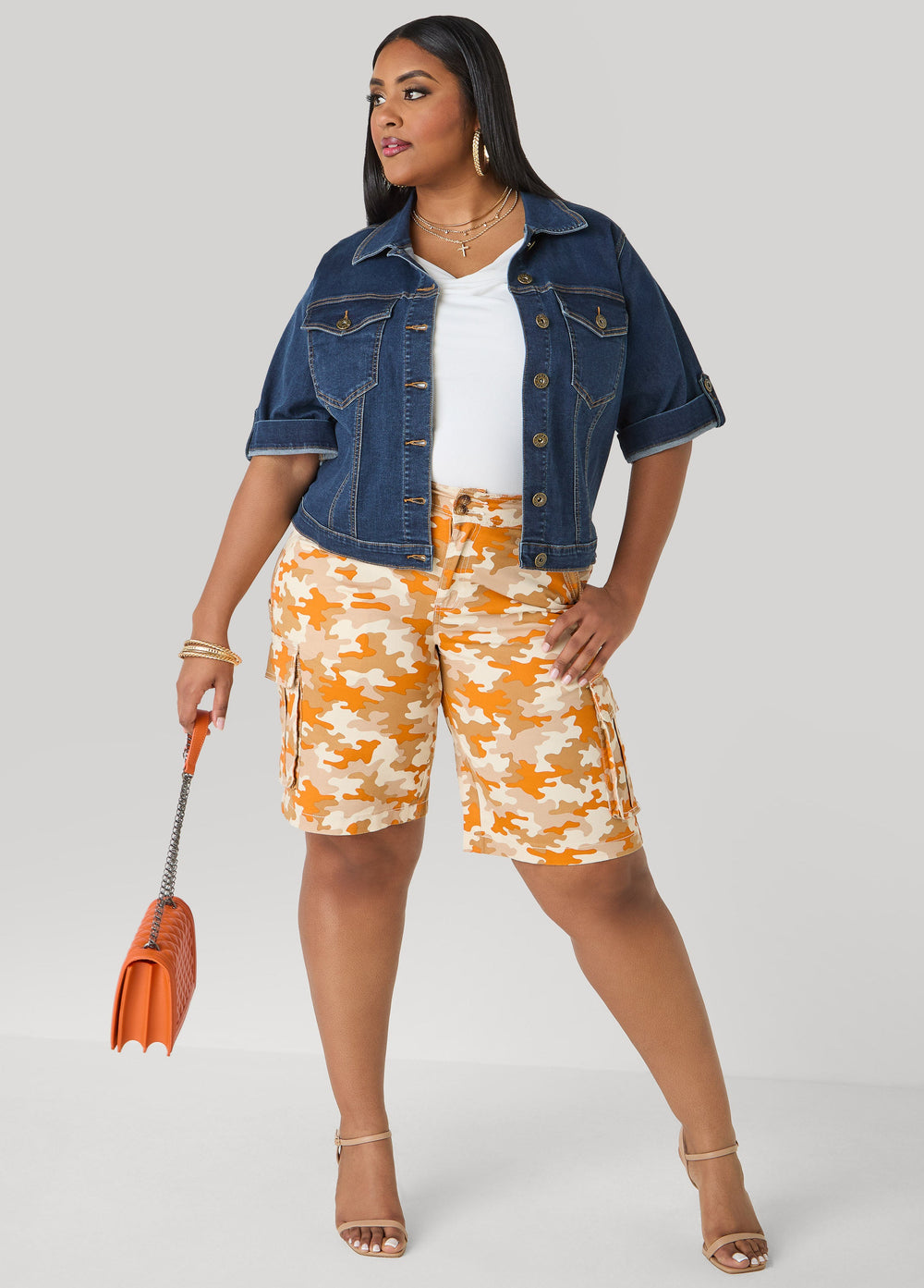 Cuffed Denim Jacket Dk Rinse | Ashley Stewart