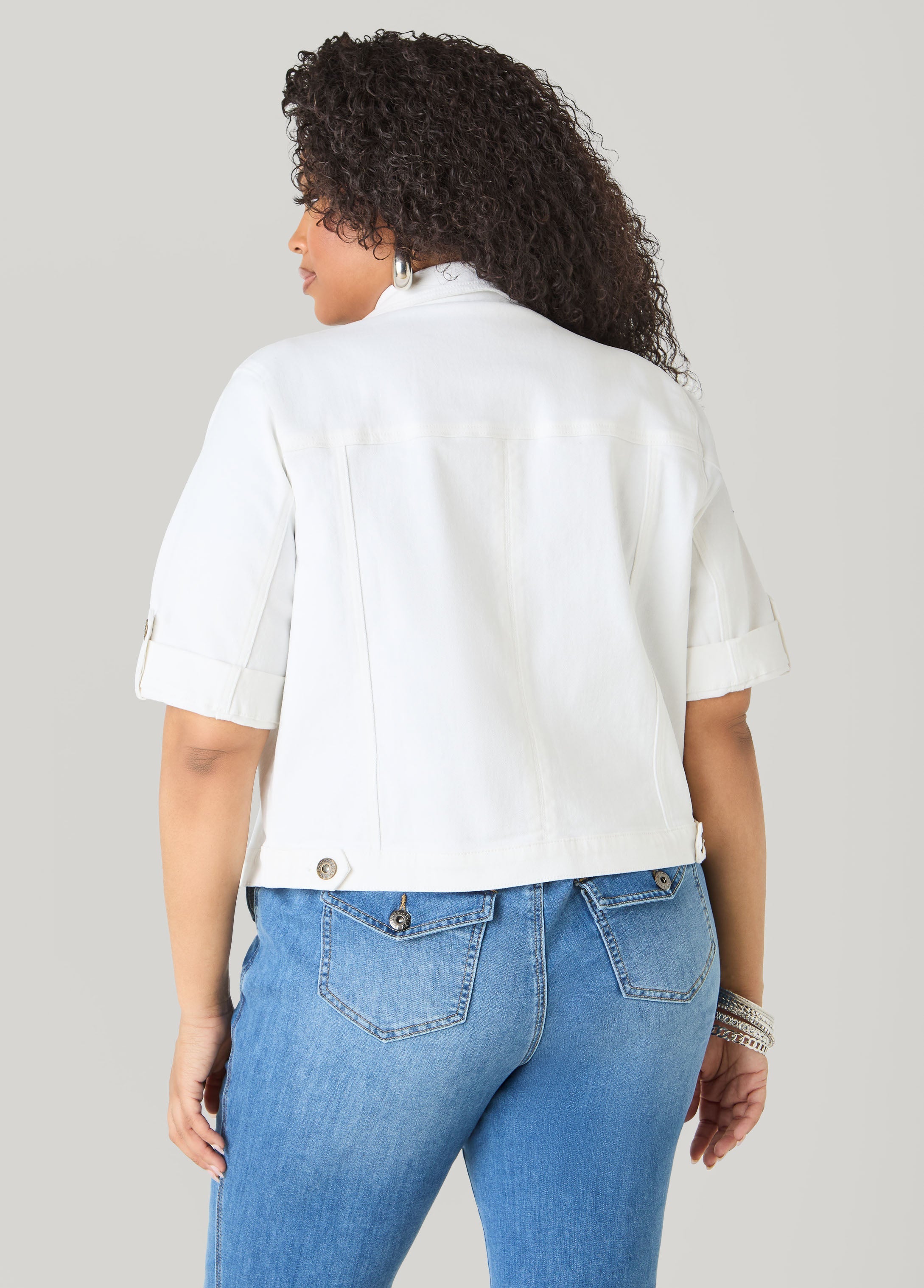 Cuffed Denim Jacket Dk Rinse | Ashley Stewart