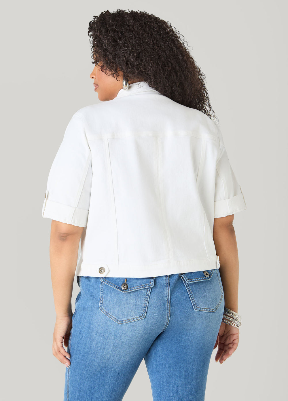 Cuffed Denim Jacket Dk Rinse | Ashley Stewart