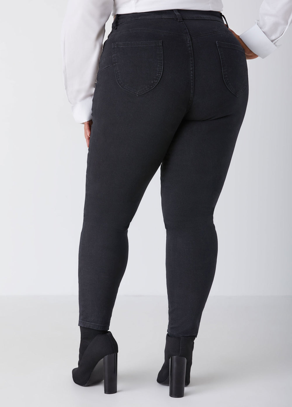 Plus Size Skinny Jeans High Rise Shaping Stretchy Skinny Jeans Black | Ashley Stewart