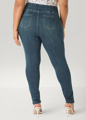 Pintucked Lace Up Jeans Dk Rinse | Ashley Stewart