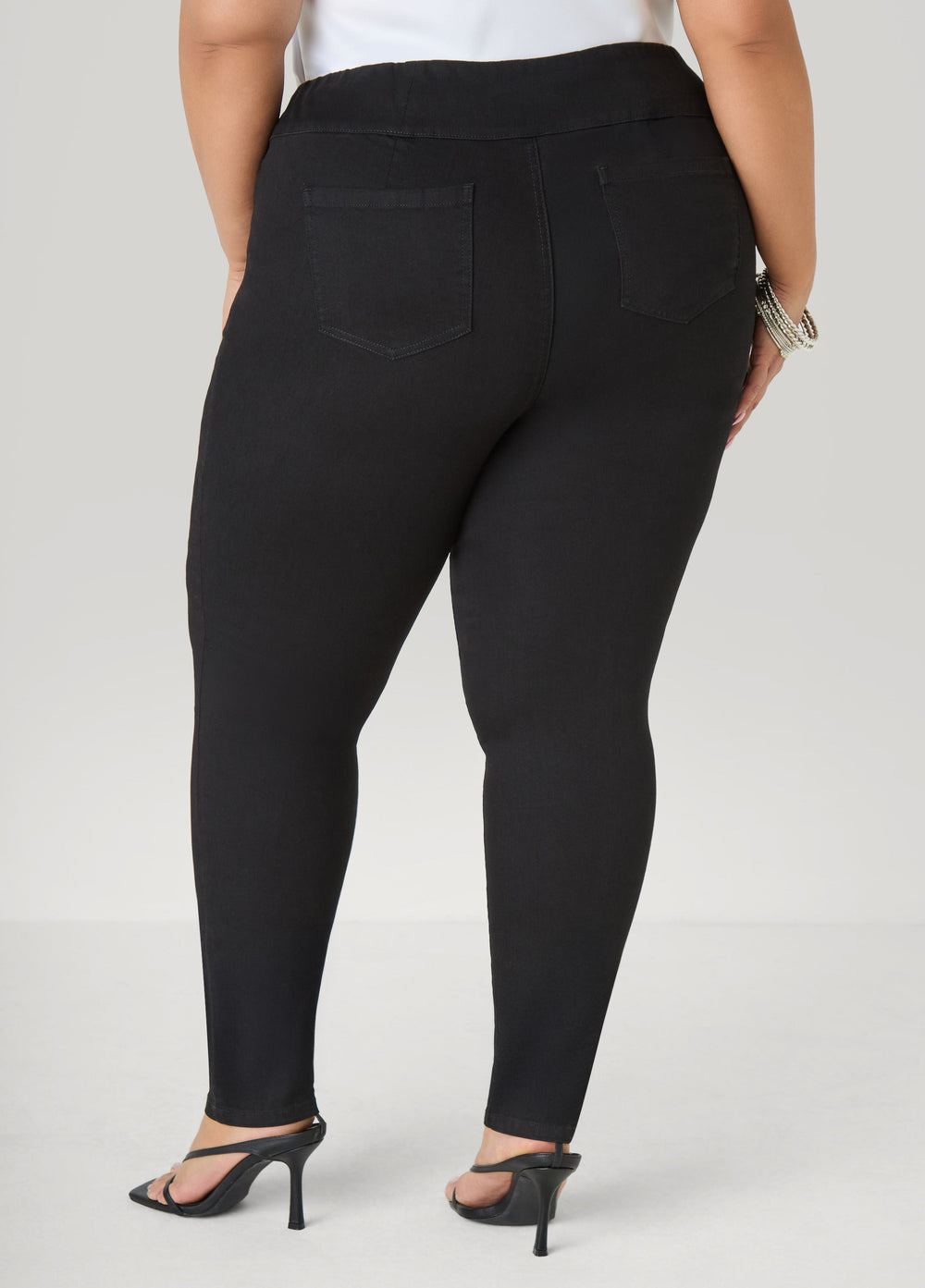Pintucked Lace Up Jeans Dk Rinse | Ashley Stewart