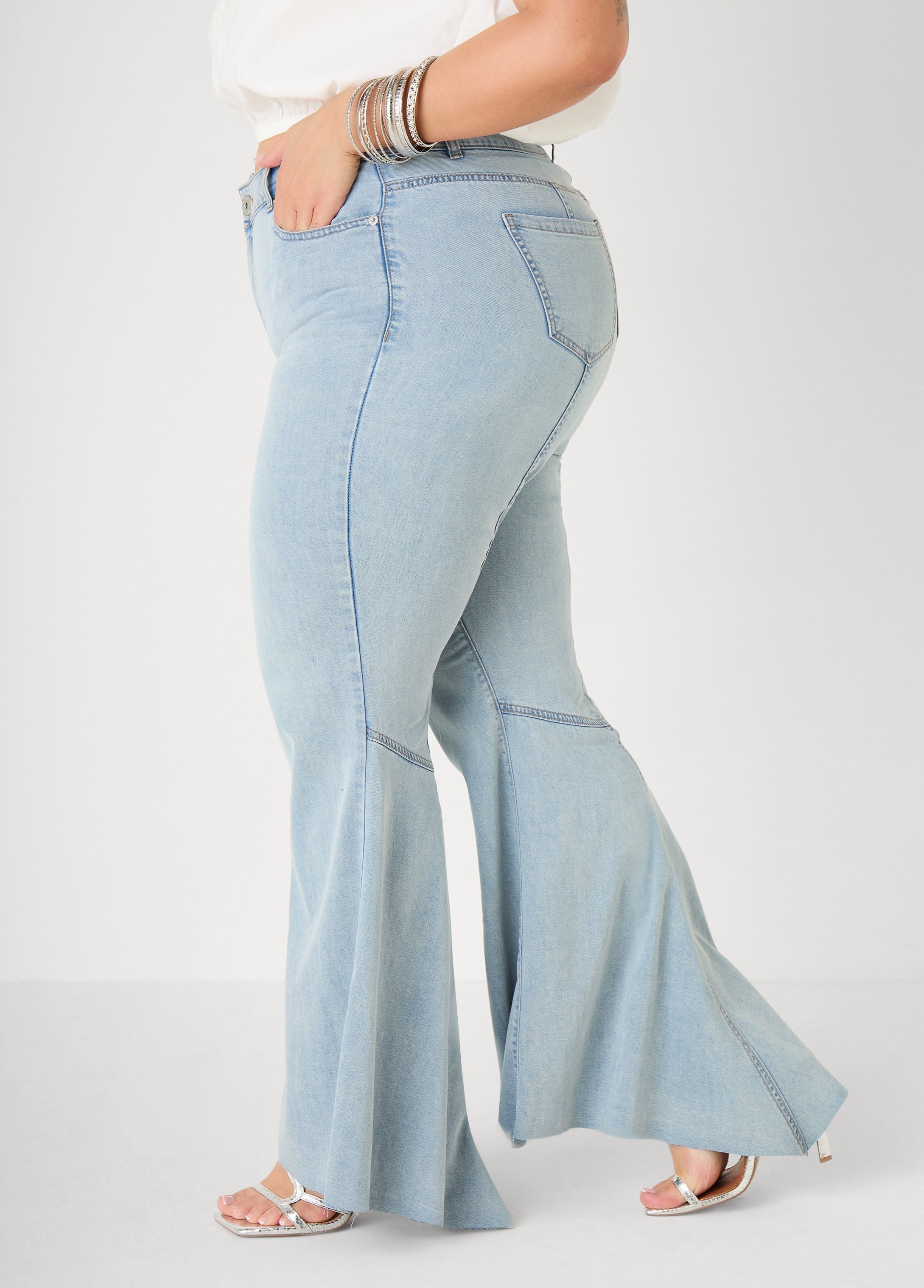 Seam Detailed Flared Jeans Vintage | Ashley Stewart