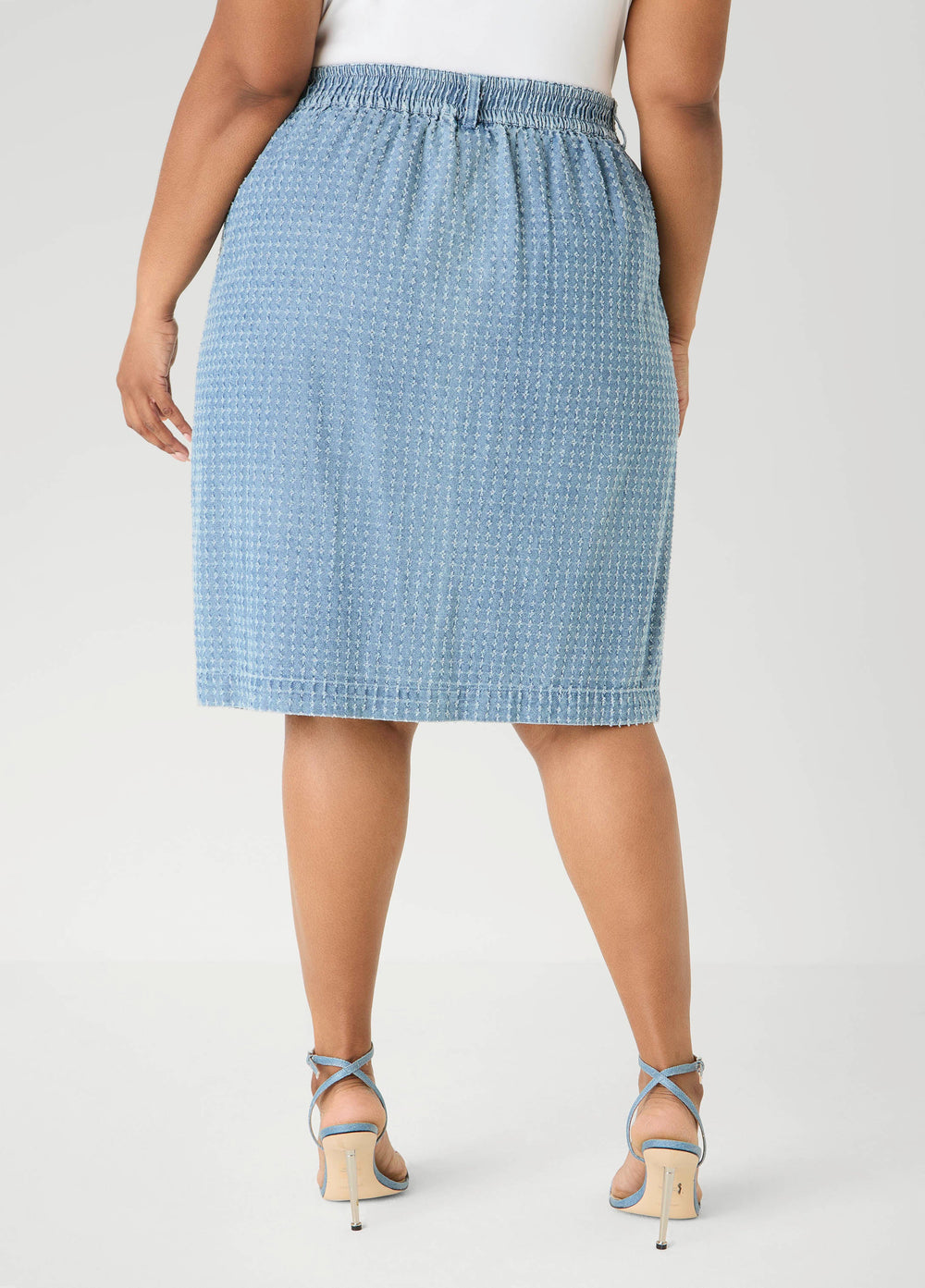 Textured Denim Cargo Skirt Med Sky Blue | Ashley Stewart