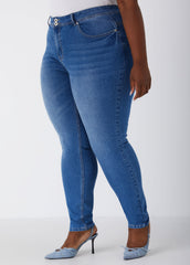 Plus Size High Rise Skinny Jeans Shaping Stretchy Skinny Jeans Lt Sky Blue | Ashley Stewart
