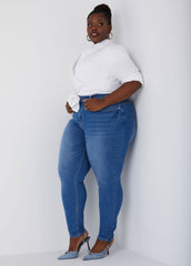 Plus Size High Rise Skinny Jeans Shaping Stretchy Skinny Jeans Lt Sky Blue | Ashley Stewart