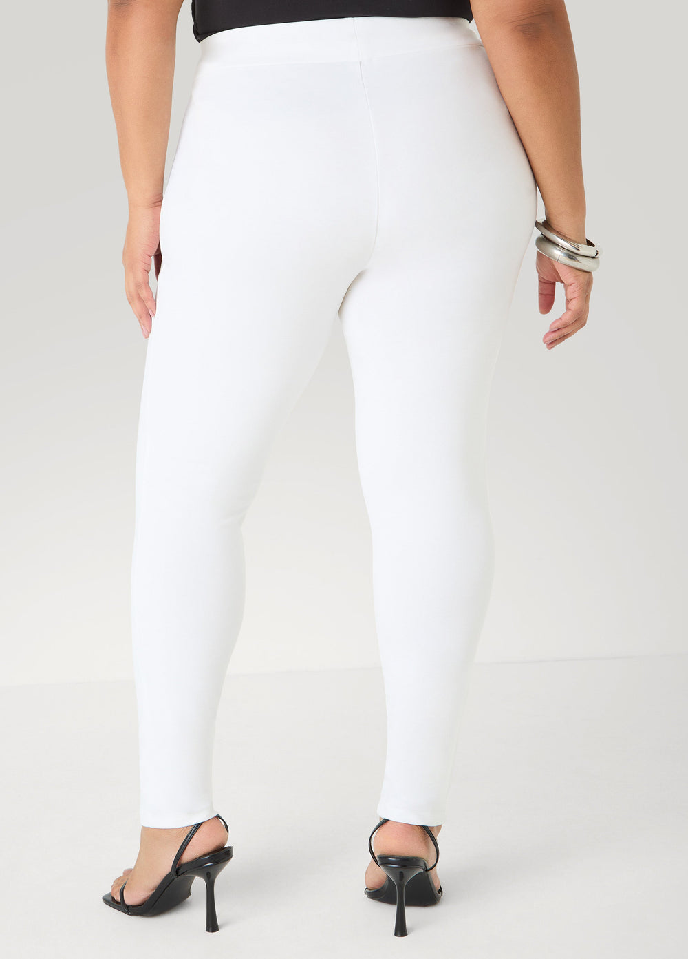 Seamed High Waist Leggings White | Ashley Stewart