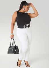 Seamed High Waist Leggings White | Ashley Stewart