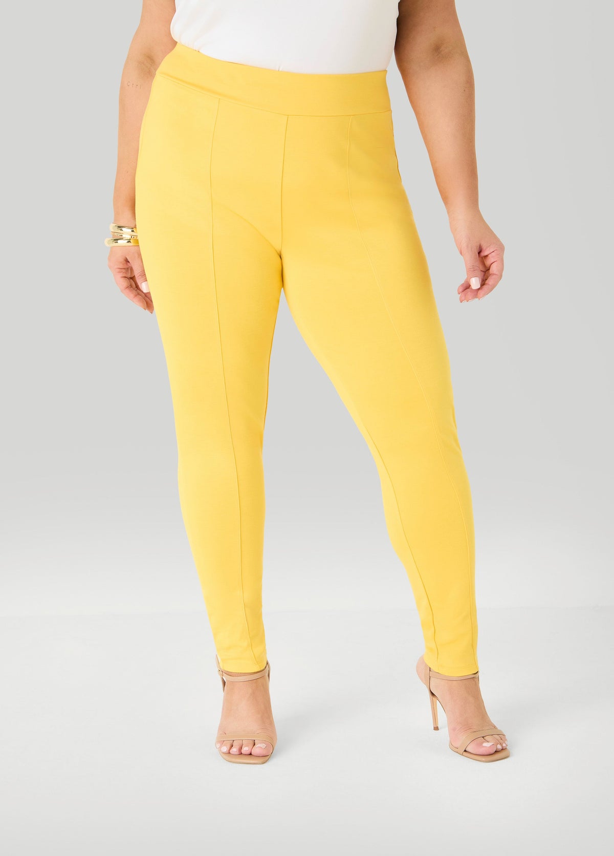 Seamed Ponte Leggings Spectra Yellow | Ashley Stewart