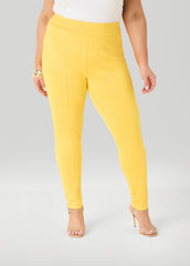 Seamed Ponte Leggings Spectra Yellow | Ashley Stewart