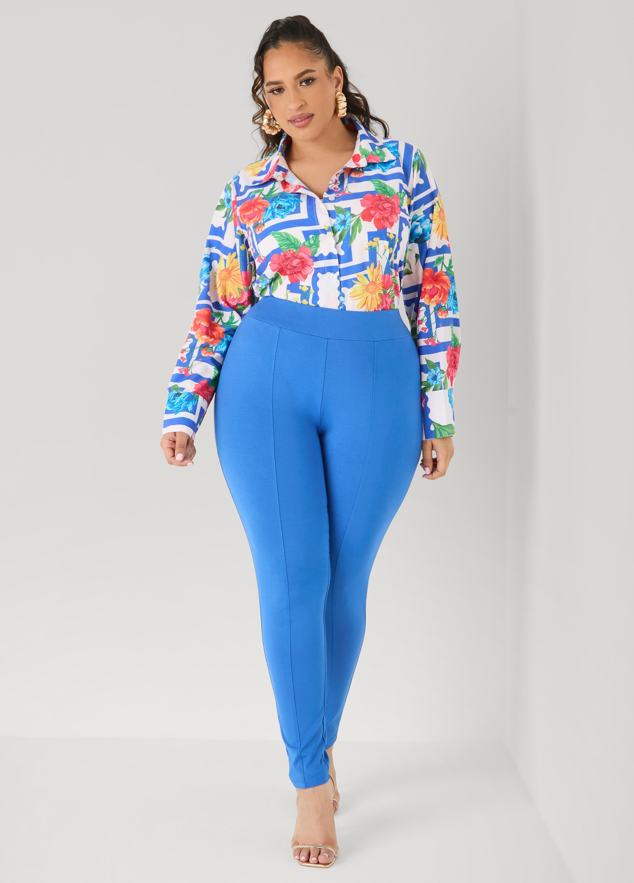 Seamed Ponte Leggings Spectra Yellow | Ashley Stewart