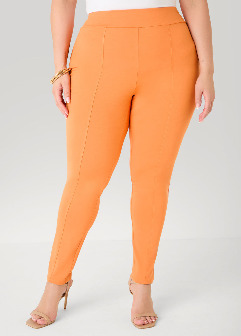 Seamed Ponte Leggings Spectra Yellow | Ashley Stewart
