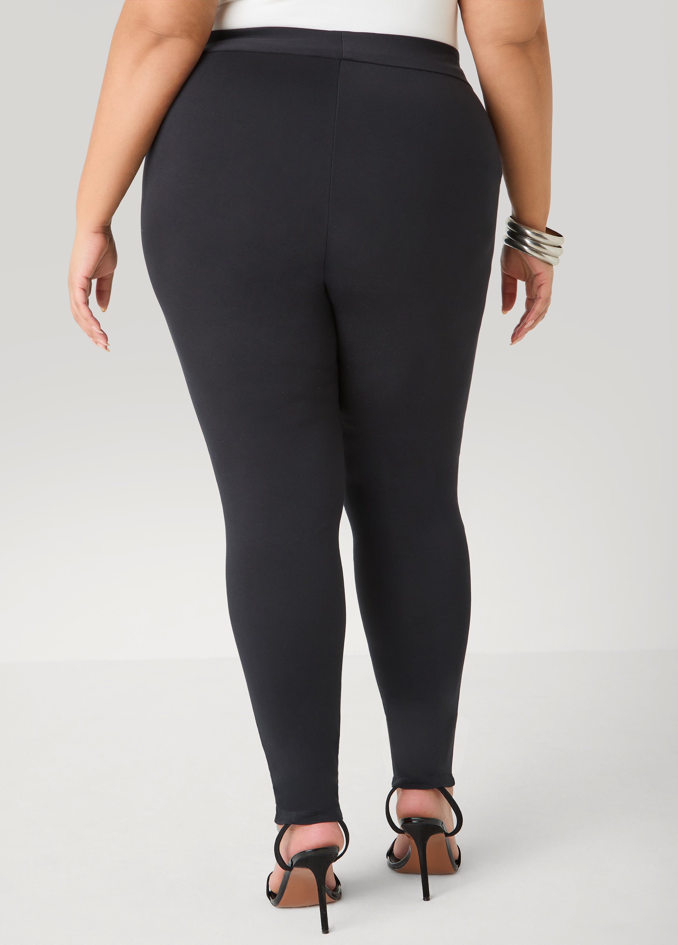 Seamed High Rise Leggings Black | Ashley Stewart