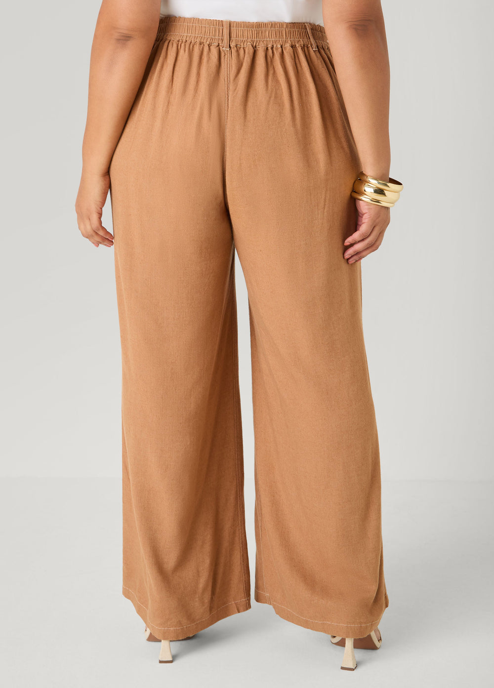 Linen Blend Wide Leg Pants White | Ashley Stewart